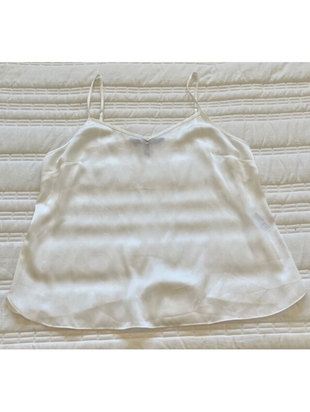 White House Black Market White Satin Cami. Size L NWOT